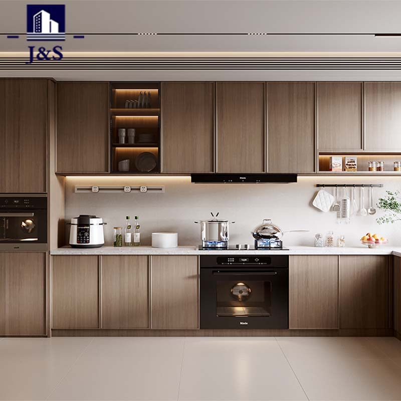 Classical Timber Look Laminate Kitchen Cabinet