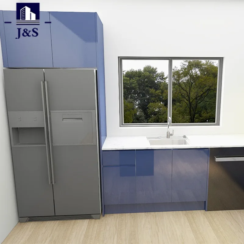 Glossy Blue Modern Kitchen
