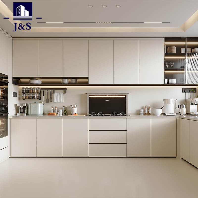 Cream White Cabinet Kitchen room storage design