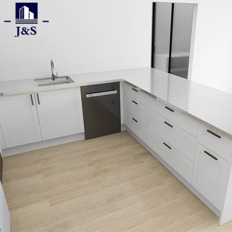 White PVC Shaker Kitchen with Stainless Steel Top