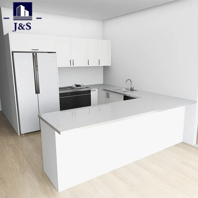 White PVC Shaker Kitchen with Stainless Steel Top